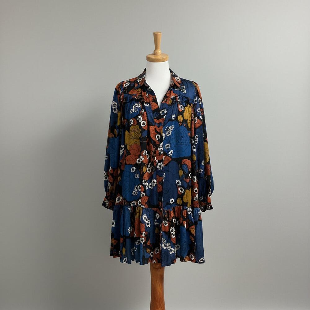 Cleobella blue and orange floral Claire dress, size S